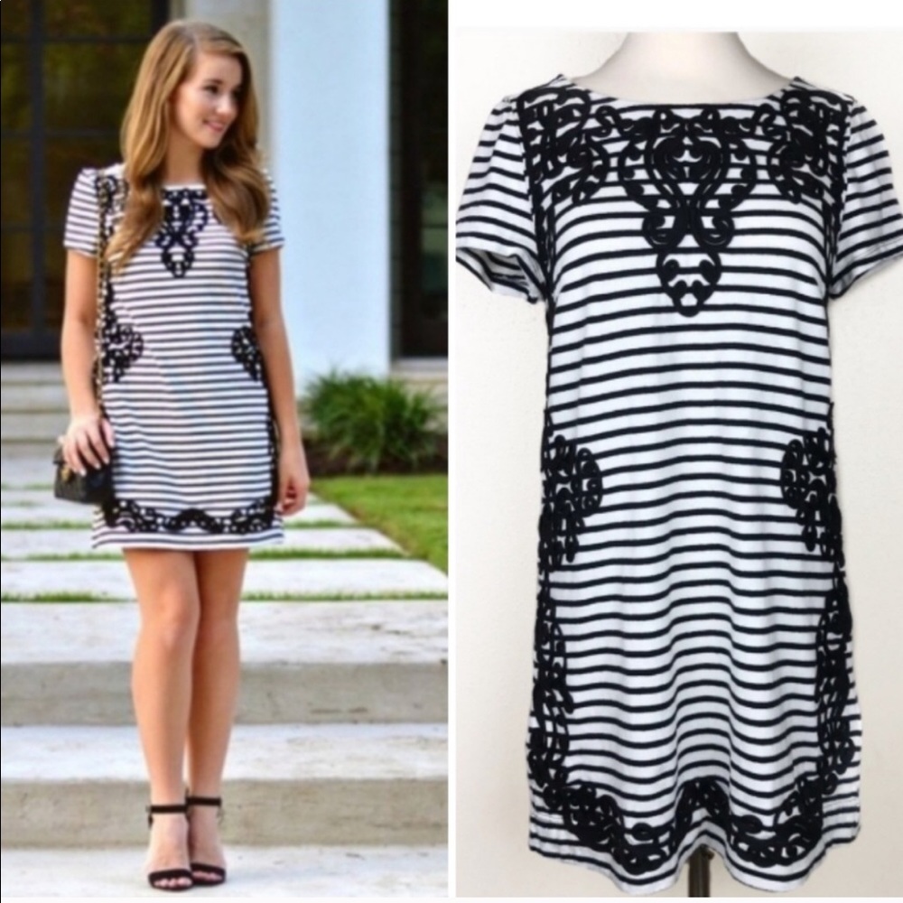 Anthropologie Postmark Stripe Filigree Tunic Dress - Picture 2 of 9